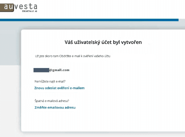 registrace potvrzení Auvesta