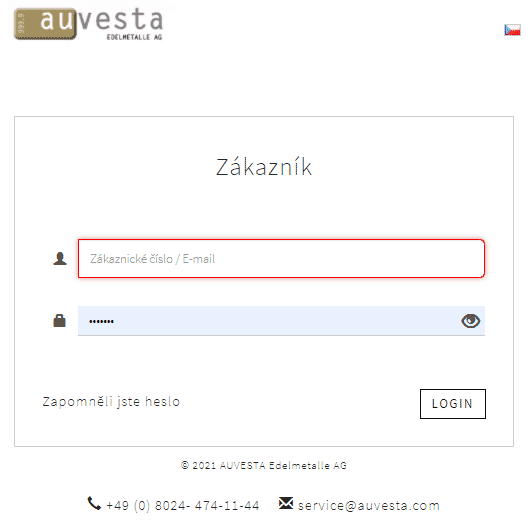 Zadejte účet Auvesta