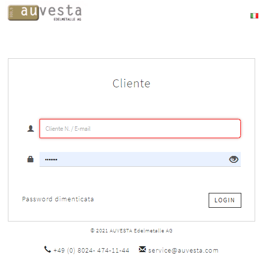 Accedi all'account Auvesta