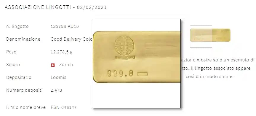 Dettagli sulla posizione dei lingotti d'oro ad Auvesta